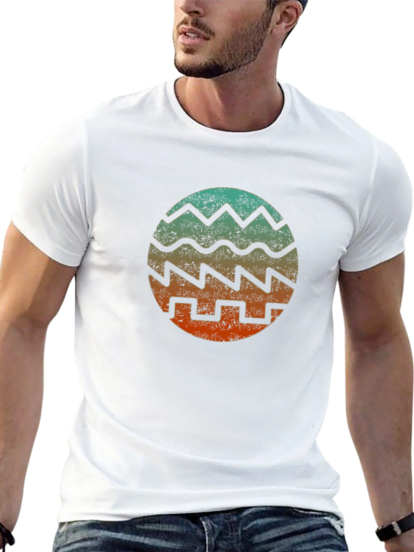 Retro Wave Pattern Graphic T-Shirt