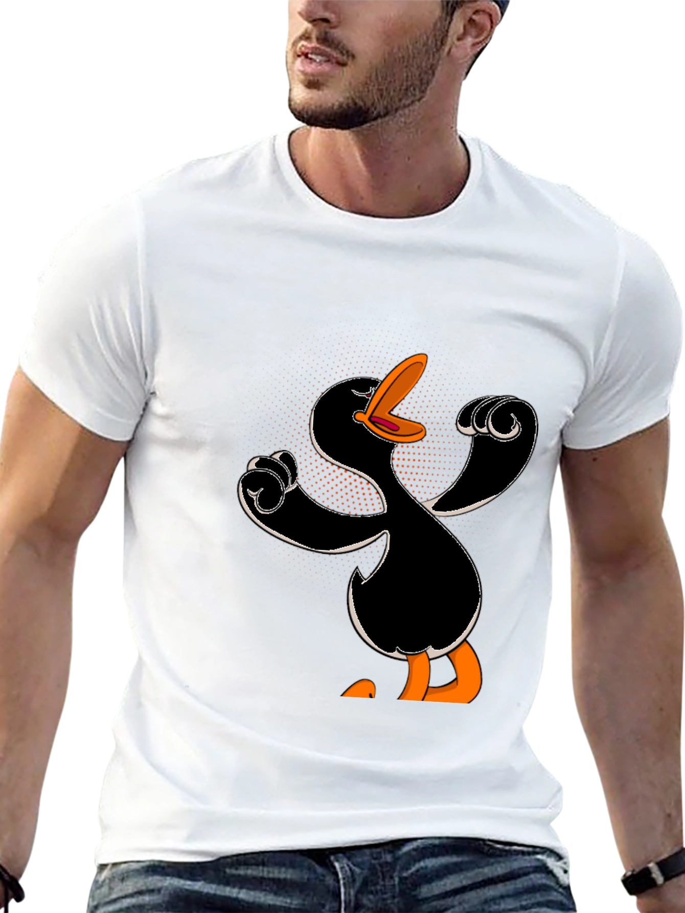 Cartoon Duck Black T-Shirt