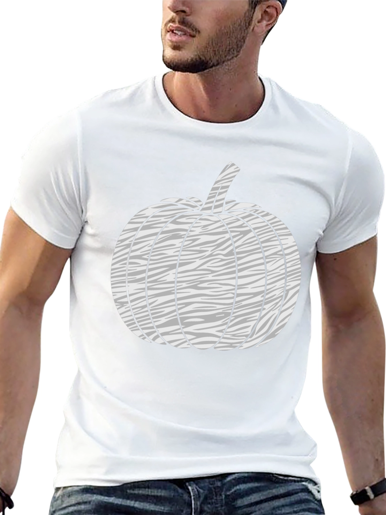 Zebra Pumpkin Graphic Tee - Black