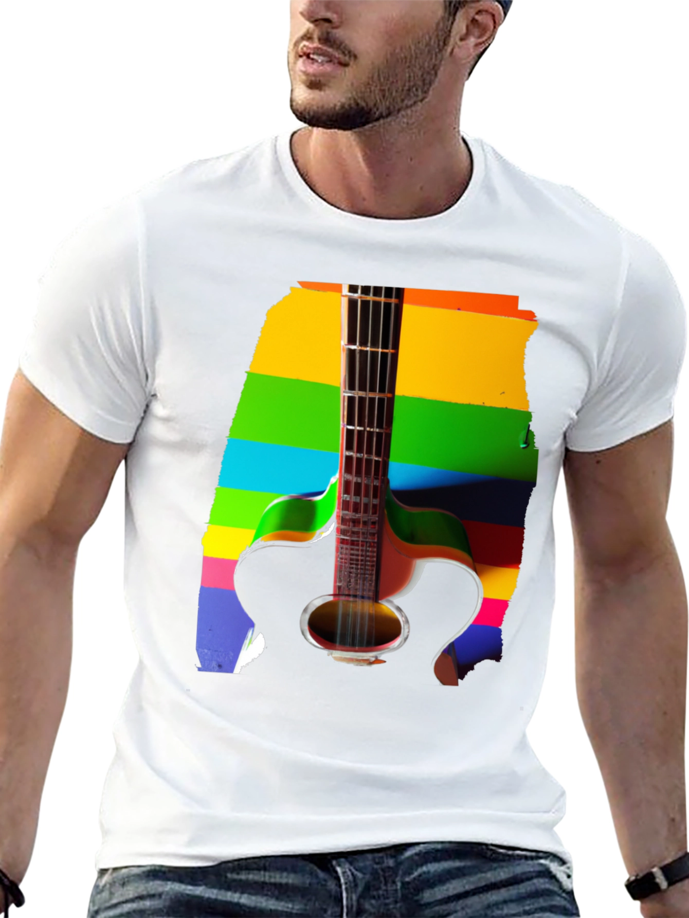 Rainbow Guitar Graphic Tee