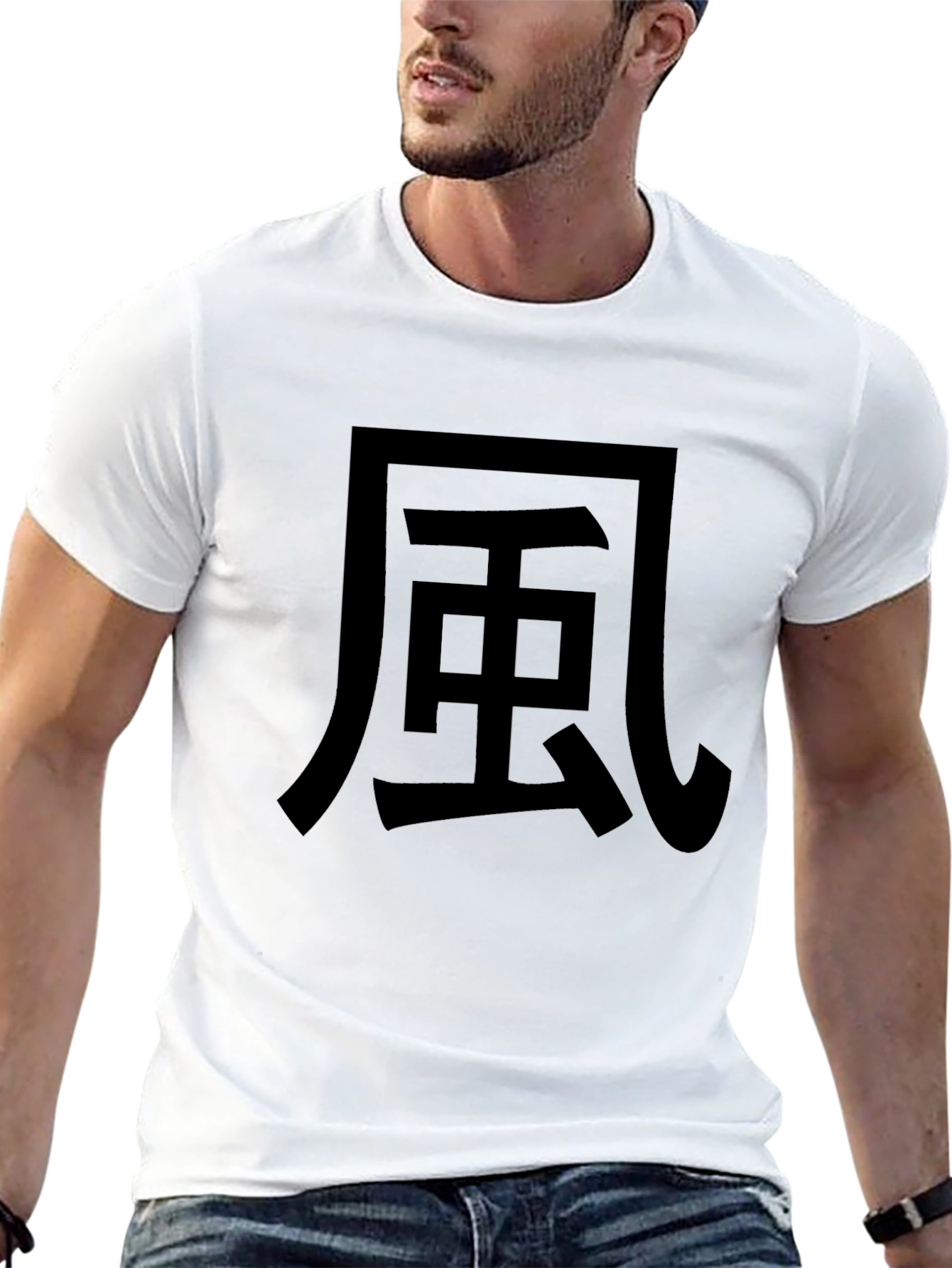 Kanji Wind Graphic Tee - Black Cotton T-Shirt