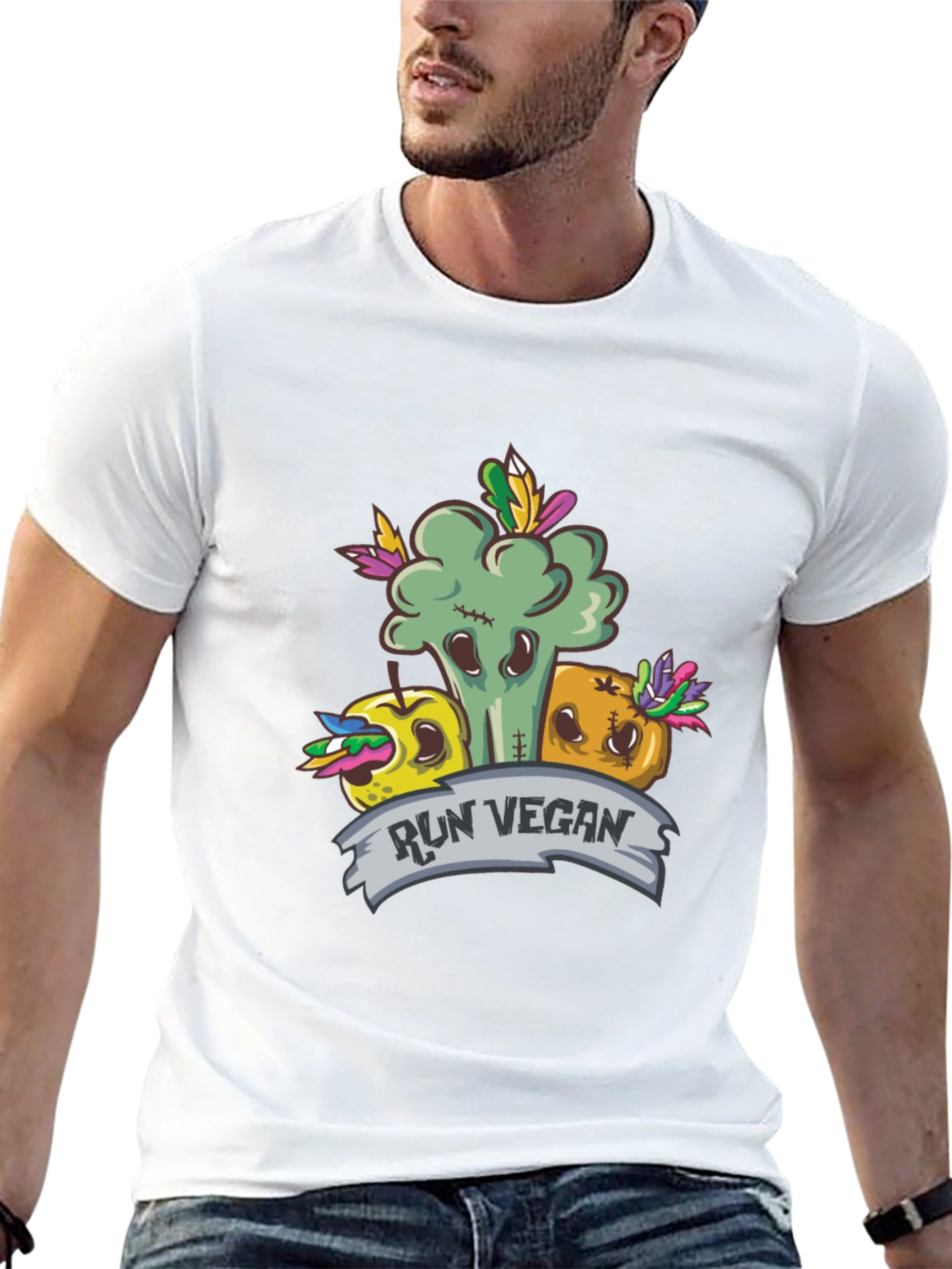 Run Vegan T-Shirt - Fun Food Design