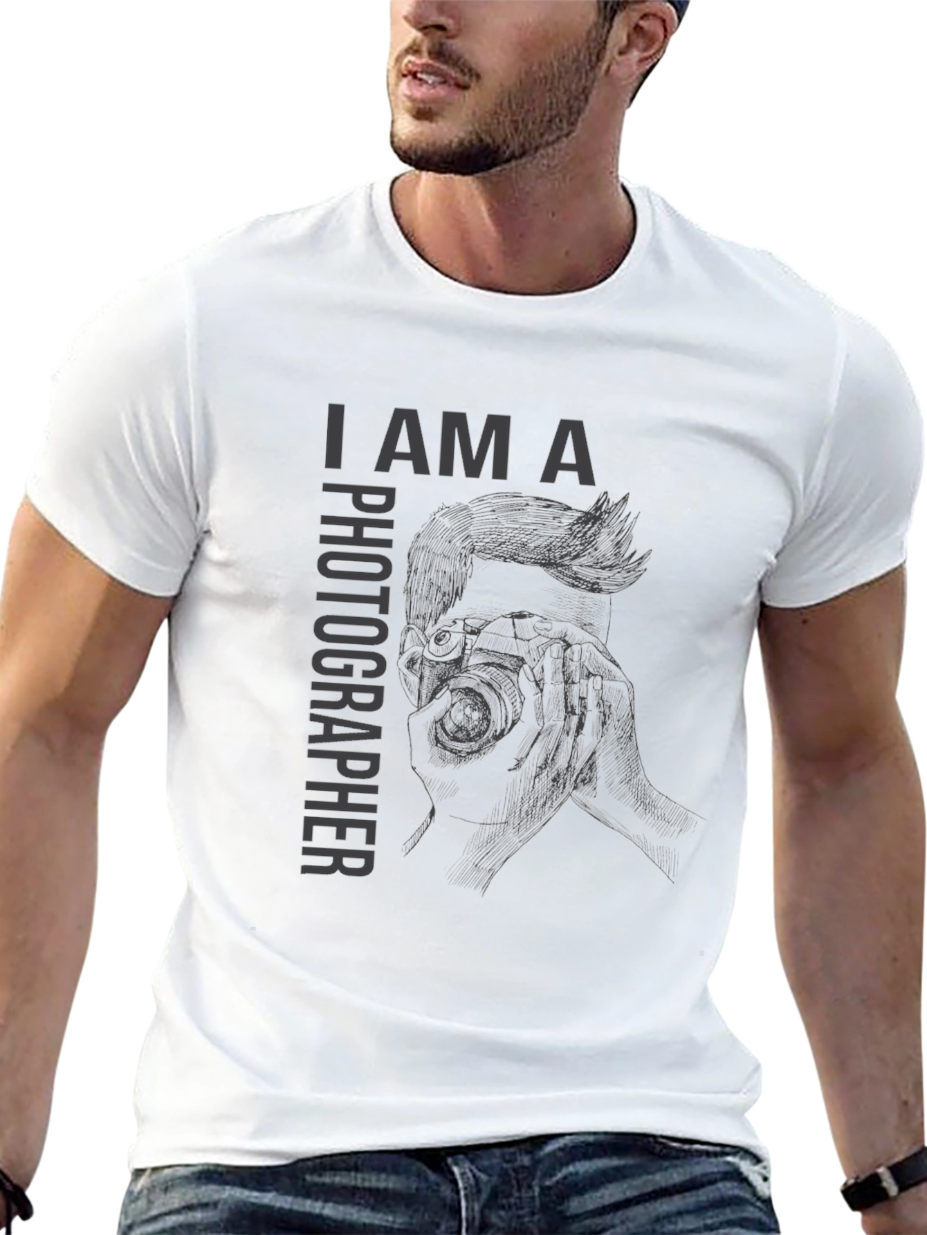 I Am A Photographer Graphic Print Black T-Shirt