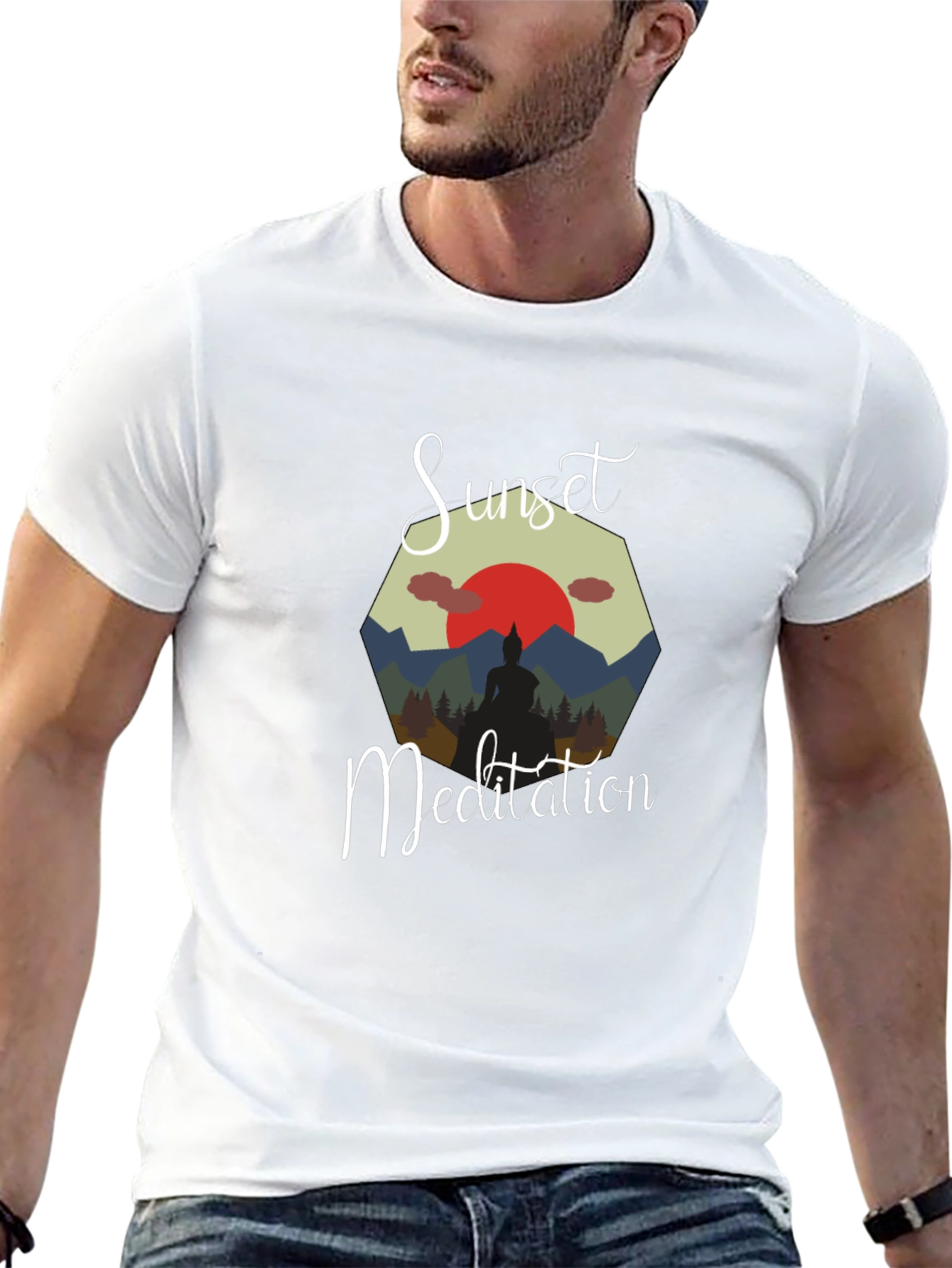 Sunset Meditation Black T-Shirt