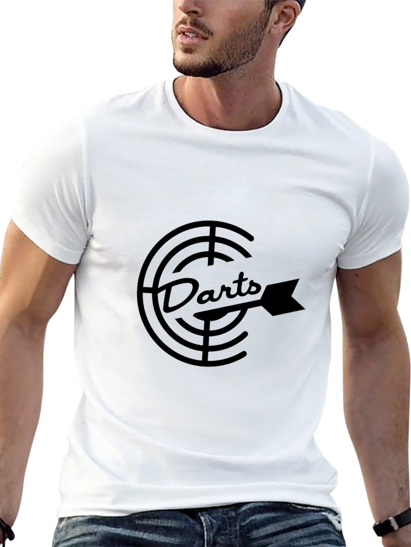 Mens Black Darts Target Graphic T-Shirt