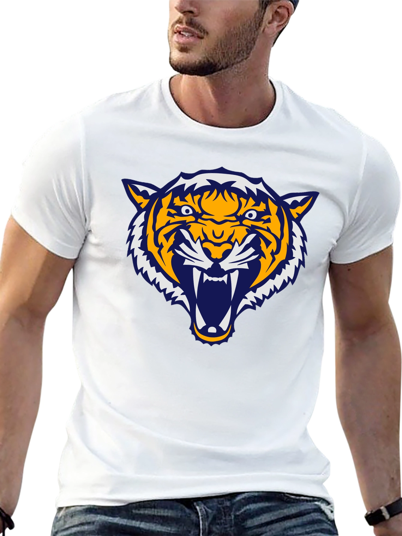 Bold Tiger Graphic Tee - Black Cotton Comfort