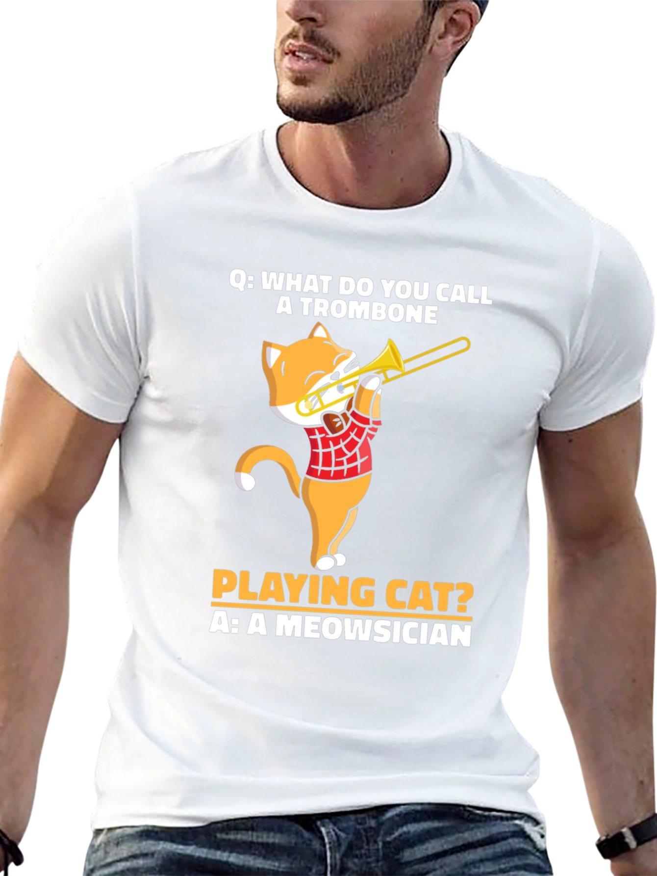 Meowsician Trombone Cat T-Shirt