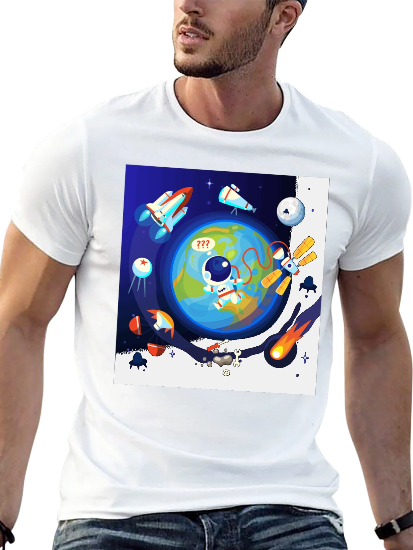 Astronaut in Space Graphic T-Shirt - Black