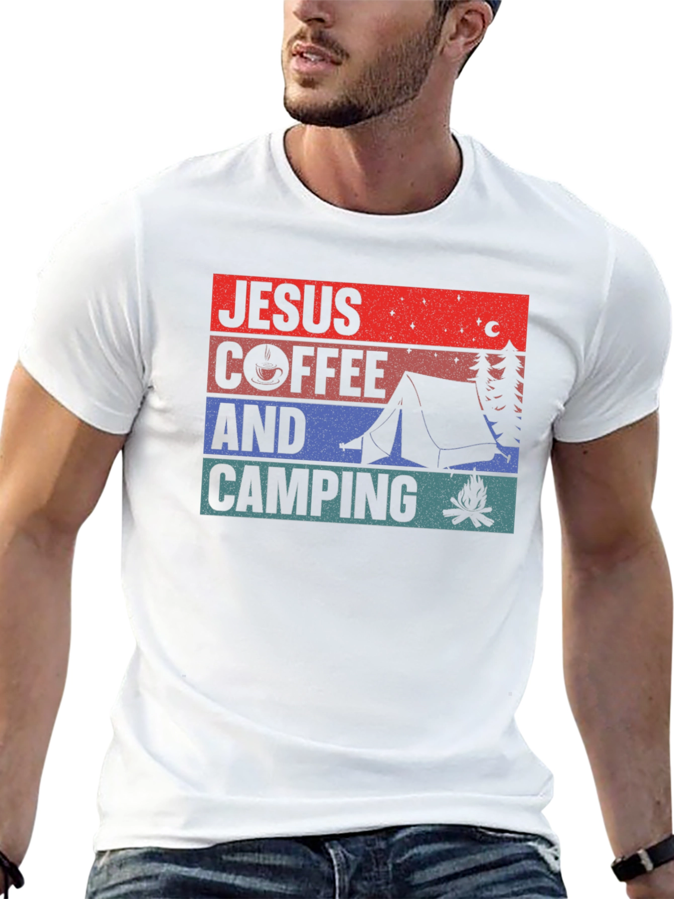 Jesus Coffee and Camping Graphic Tee