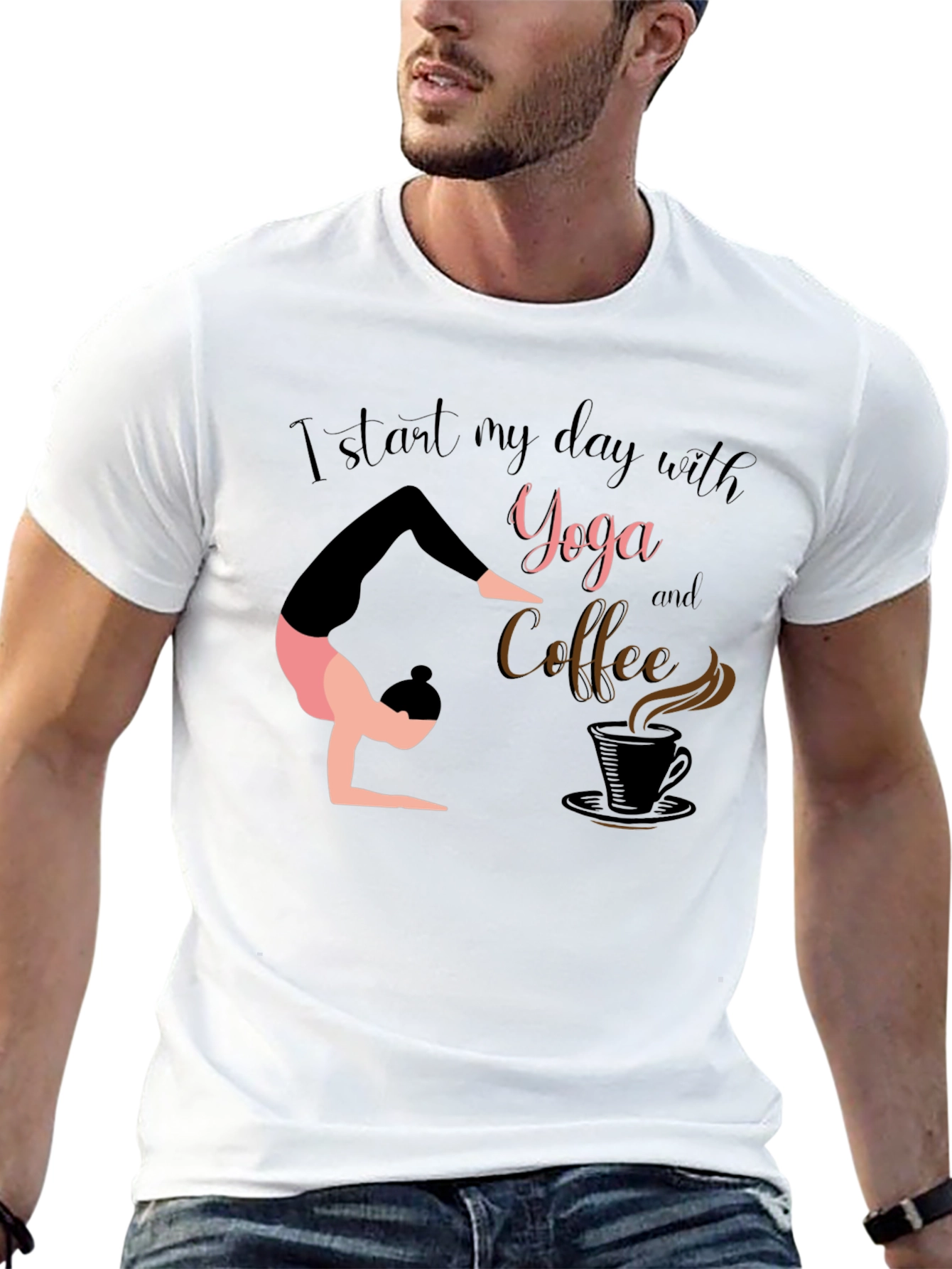 Yoga & Coffee T-Shirt - Start Your Day Right!