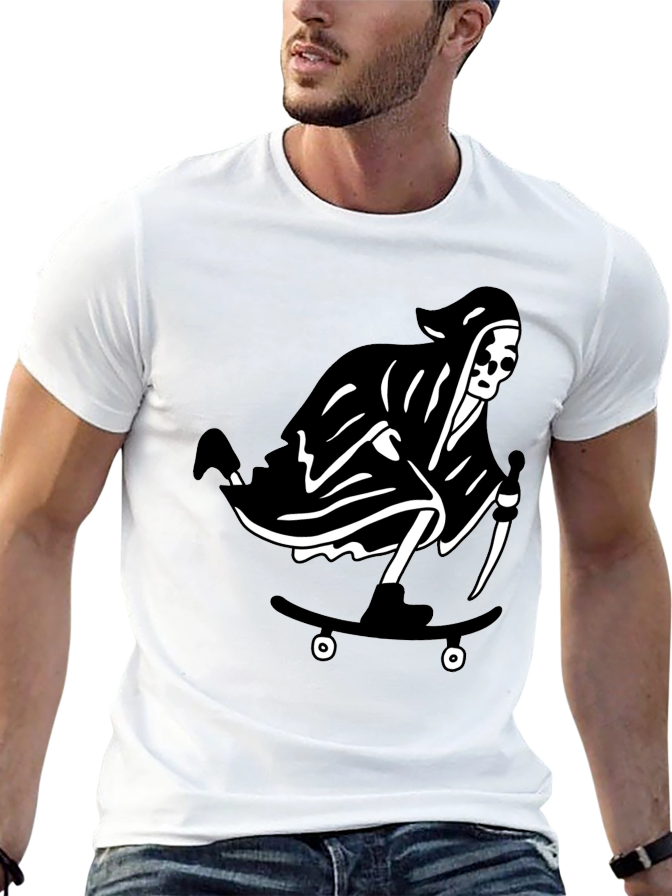 Grim Reaper Skateboard Graphic T-Shirt