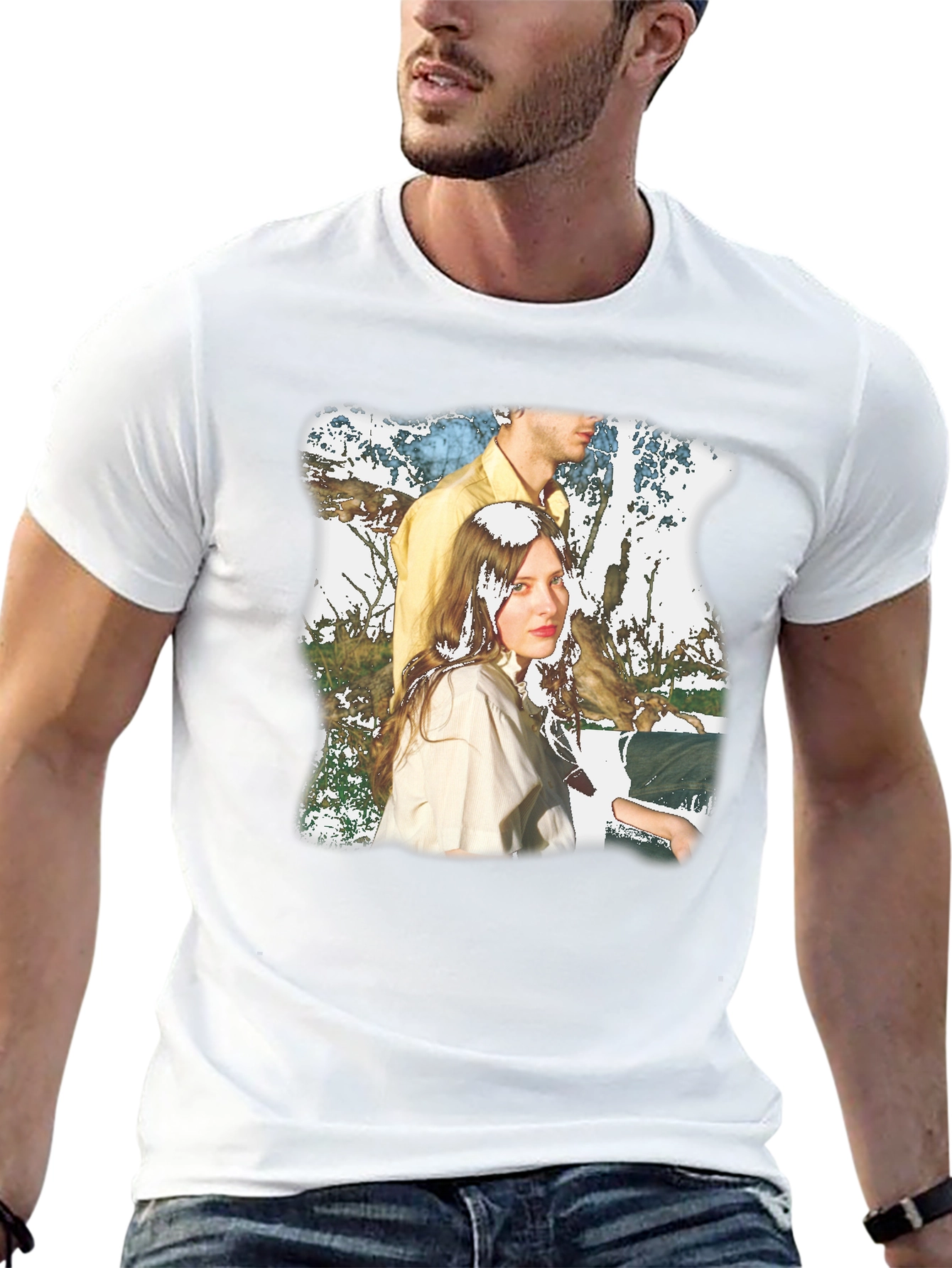 Retro Style Portrait Graphic Black T-Shirt