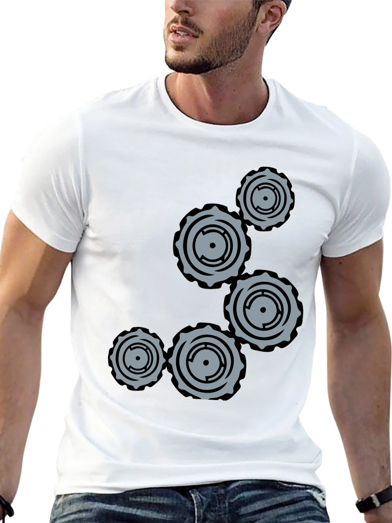 Gear Graphic Black T-Shirt - Unique Design
