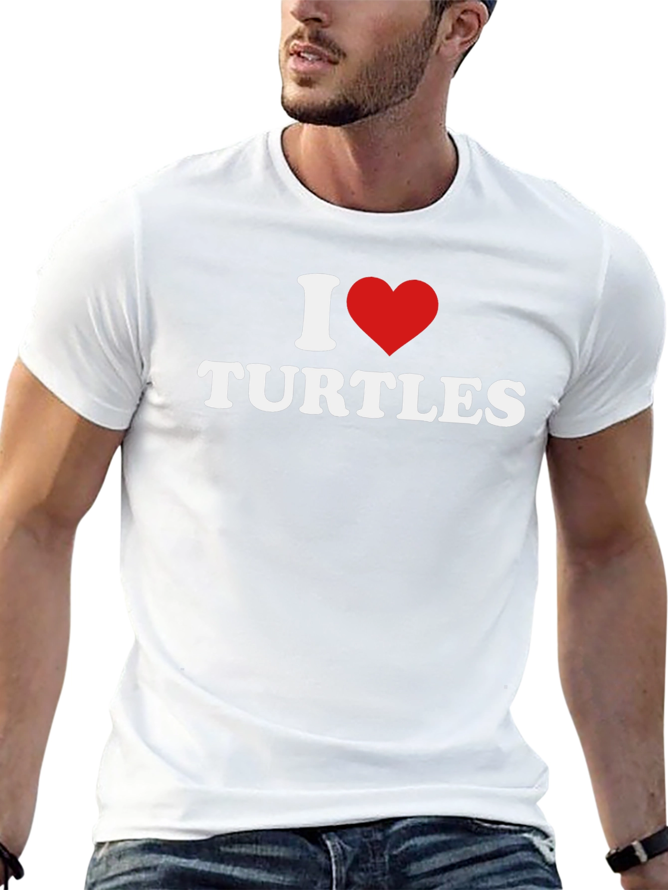 I Love Turtles Graphic Tee - Casual Black T-Shirt