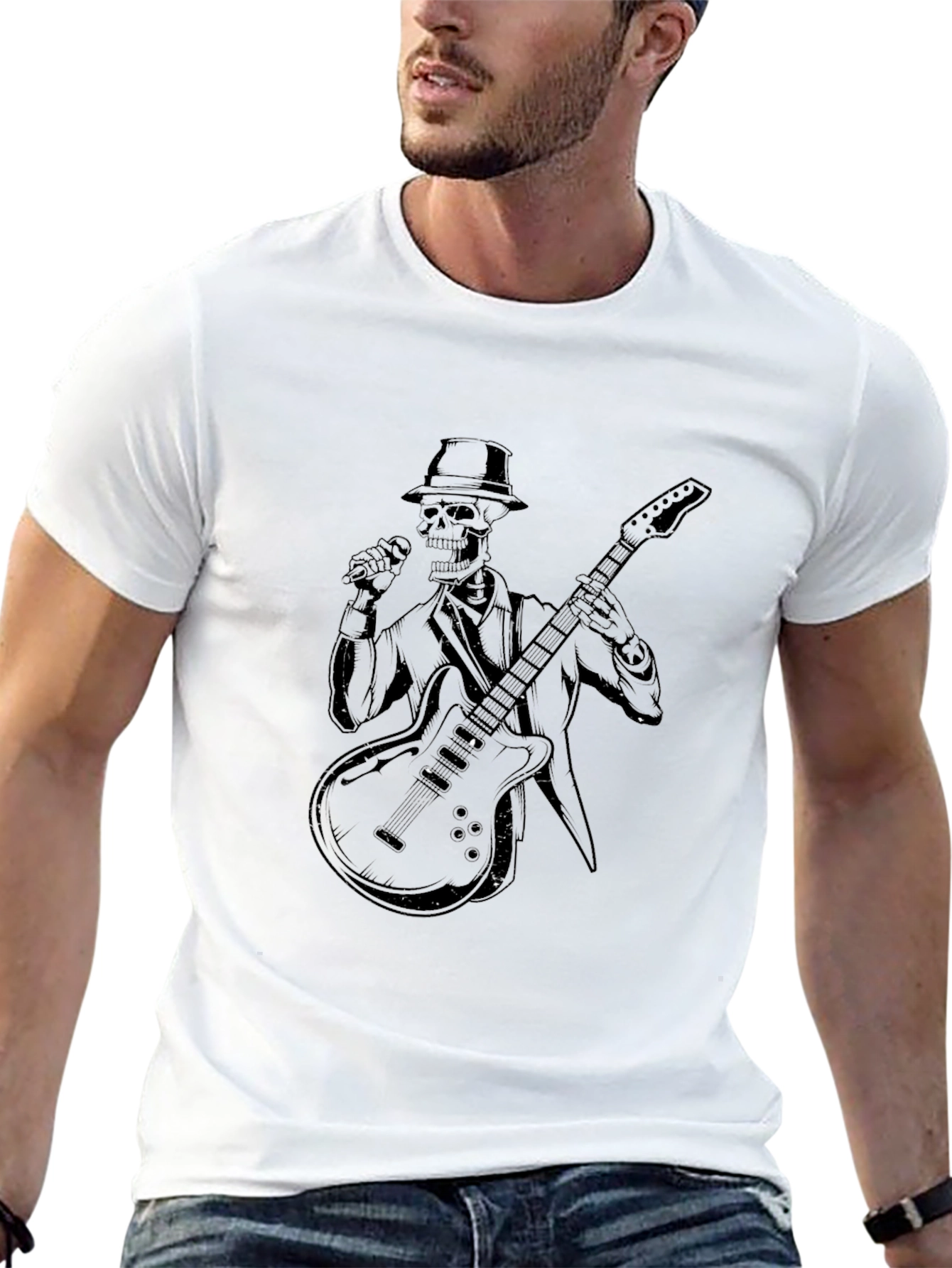 Skeleton Guitarist Graphic Black T-Shirt