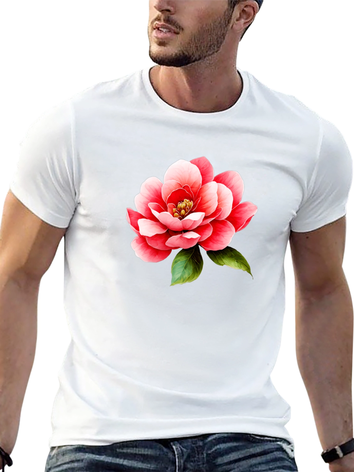 Floral Print T-Shirt - Bold Flower Design