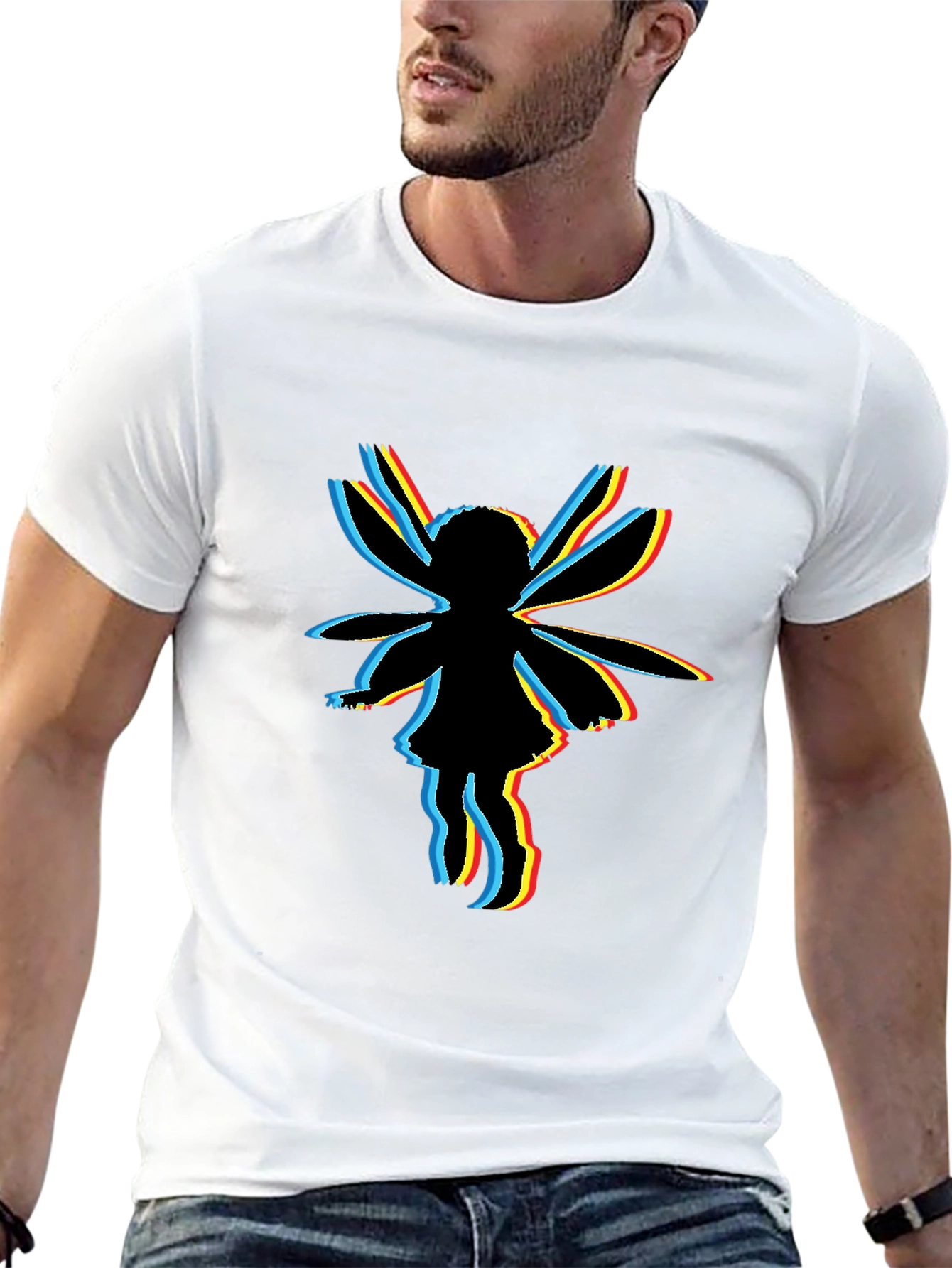 Glitch Fairy Graphic Tee - Unique Black T-Shirt