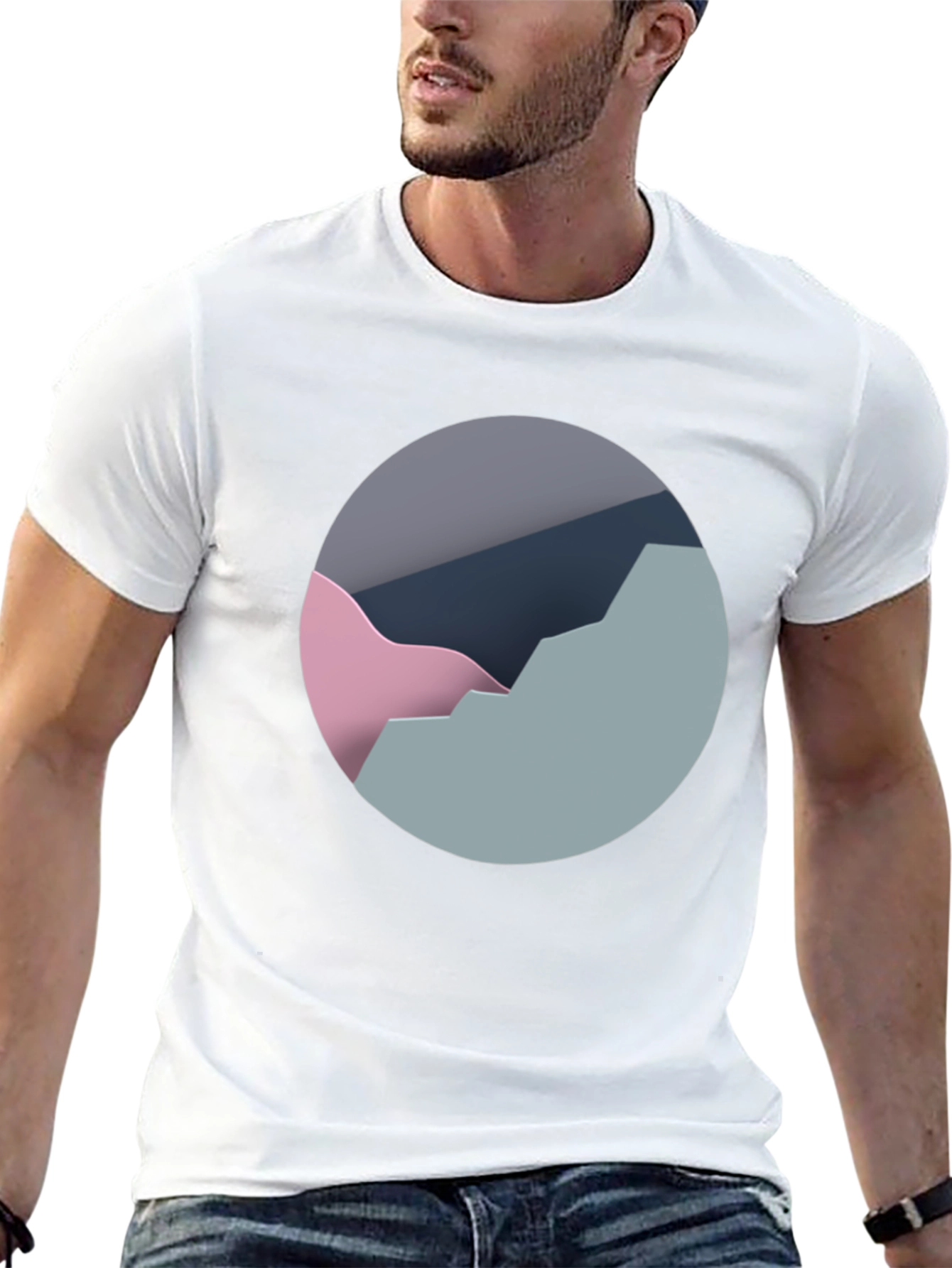 Abstract Mountain Graphic Tee - Modern Black T-Shirt
