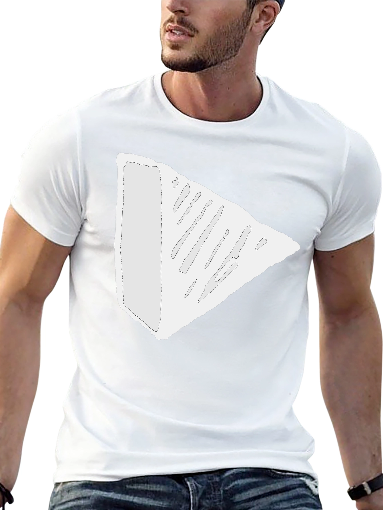Modern Triangle Tee - Black Cotton Blend T-Shirt