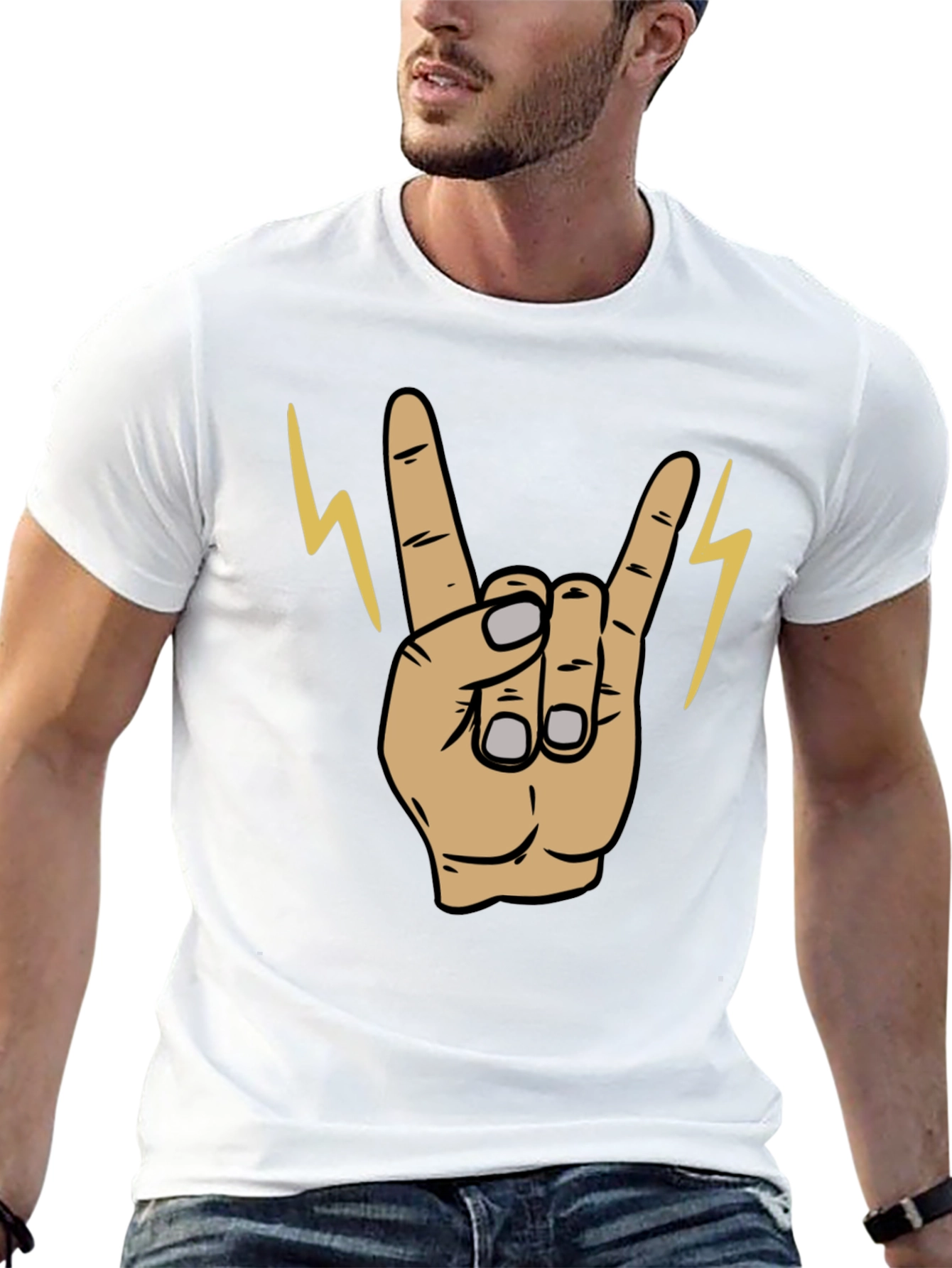 Rock On! Graphic Print Mens Black T-Shirt