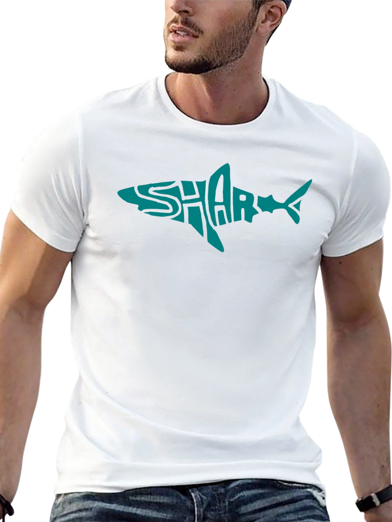 Shark Text Graphic Black T-Shirt