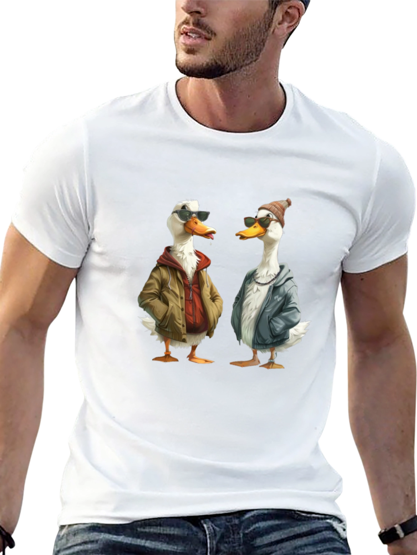 Cool Ducks Graphic T-Shirt - Black Crew Neck Tee