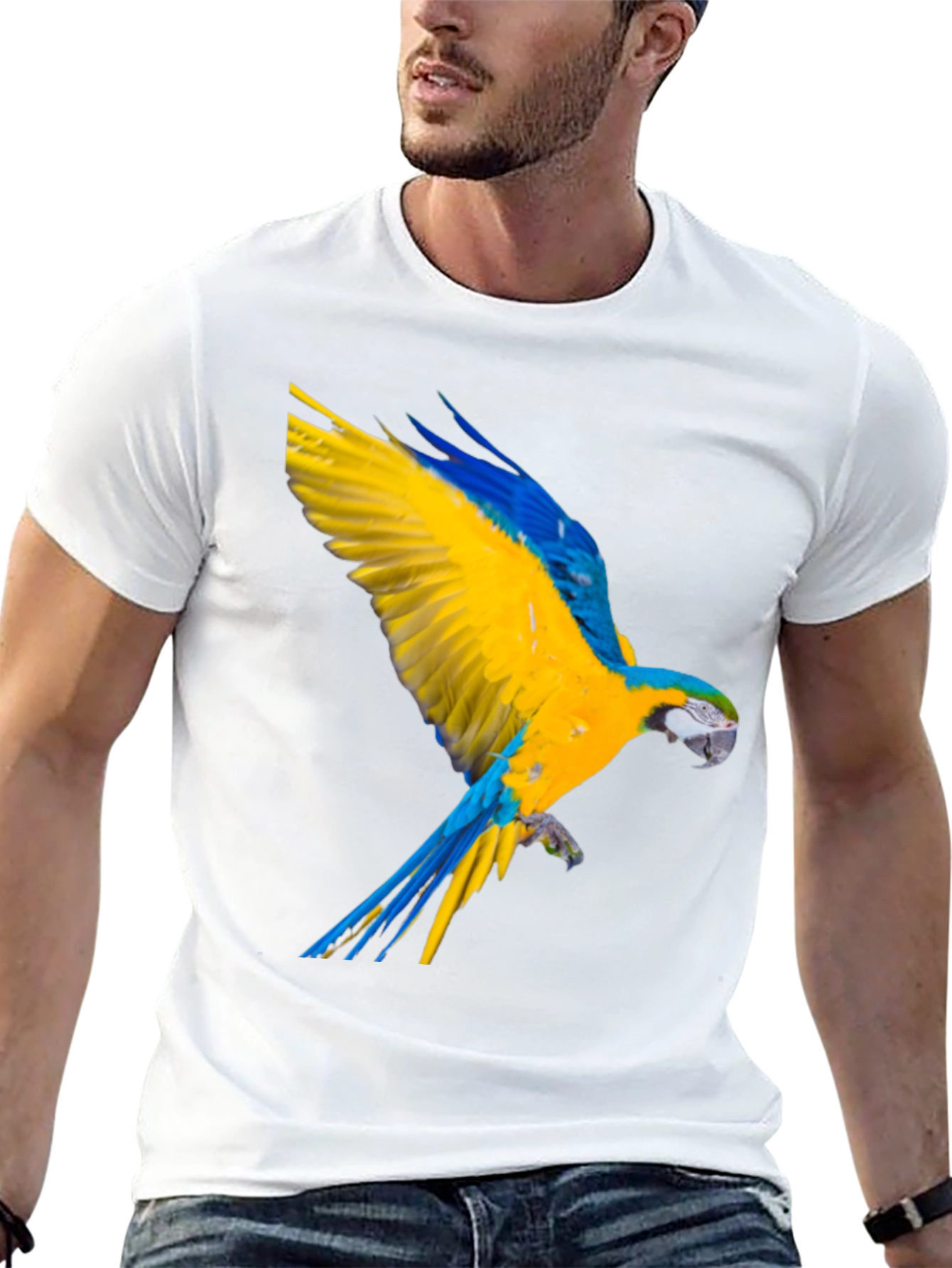 Macaw Parrot Graphic Black T-Shirt