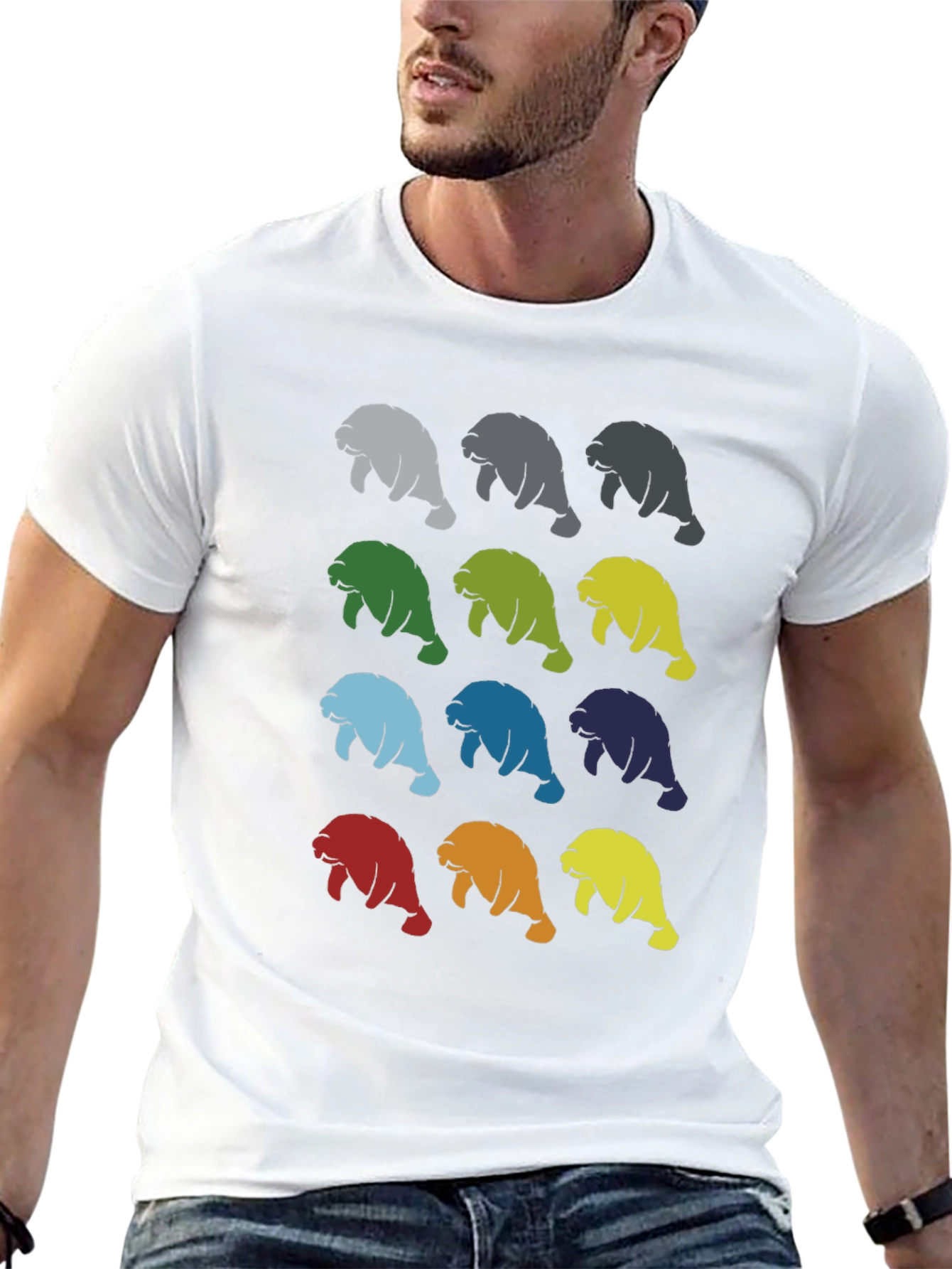 Colorful Manatee Pattern T-Shirt