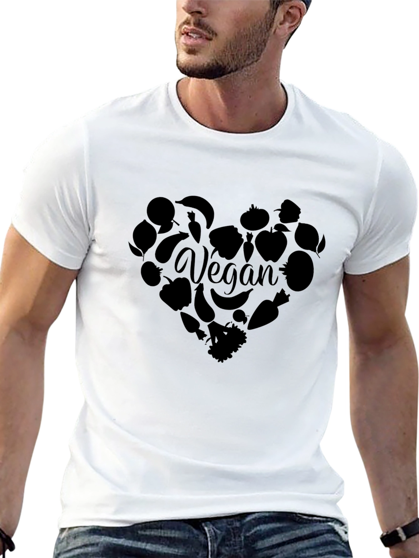 Vegan Heart Graphic T-Shirt - Black