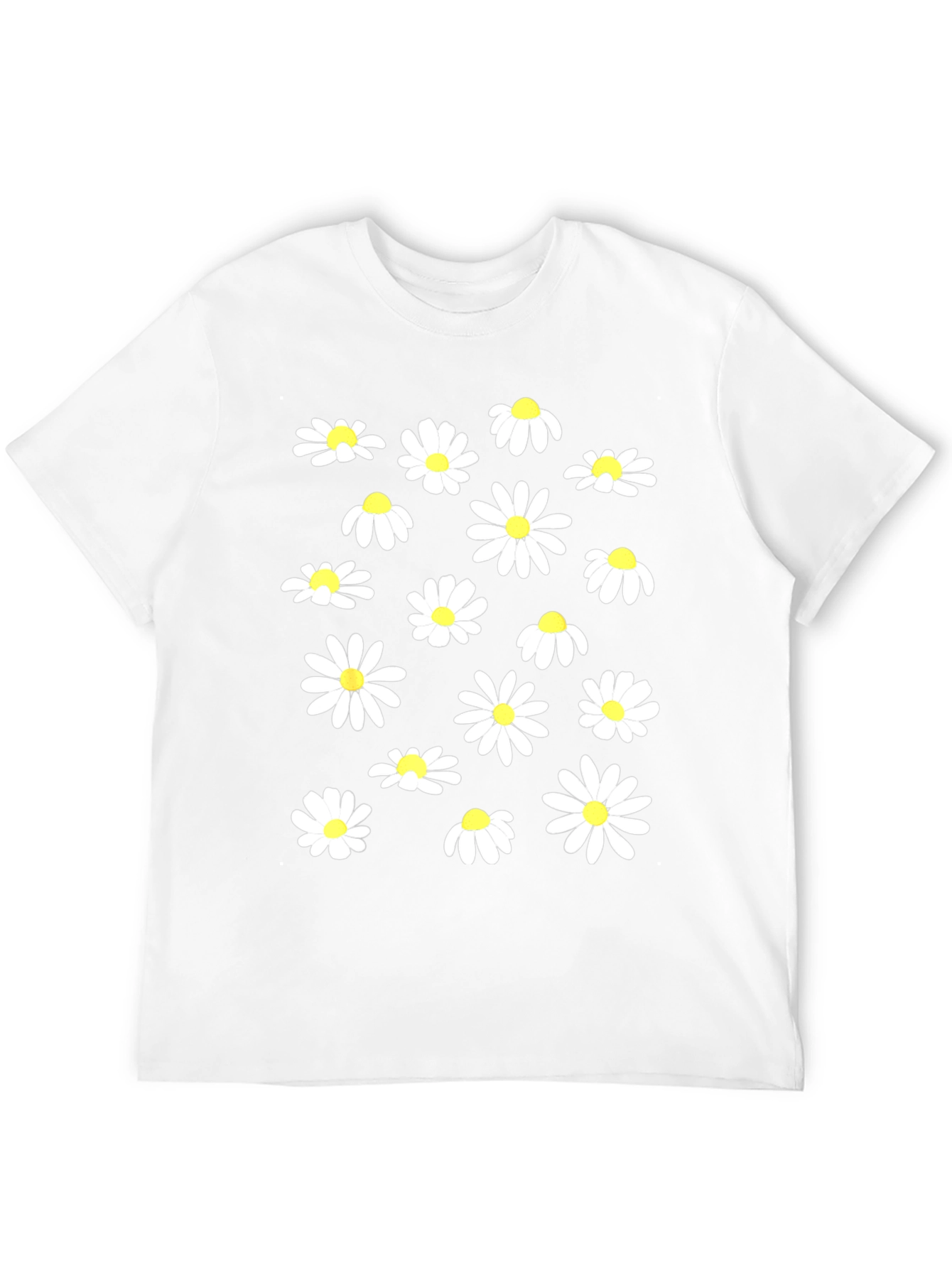 Daisy Pattern Black T-Shirt for Men