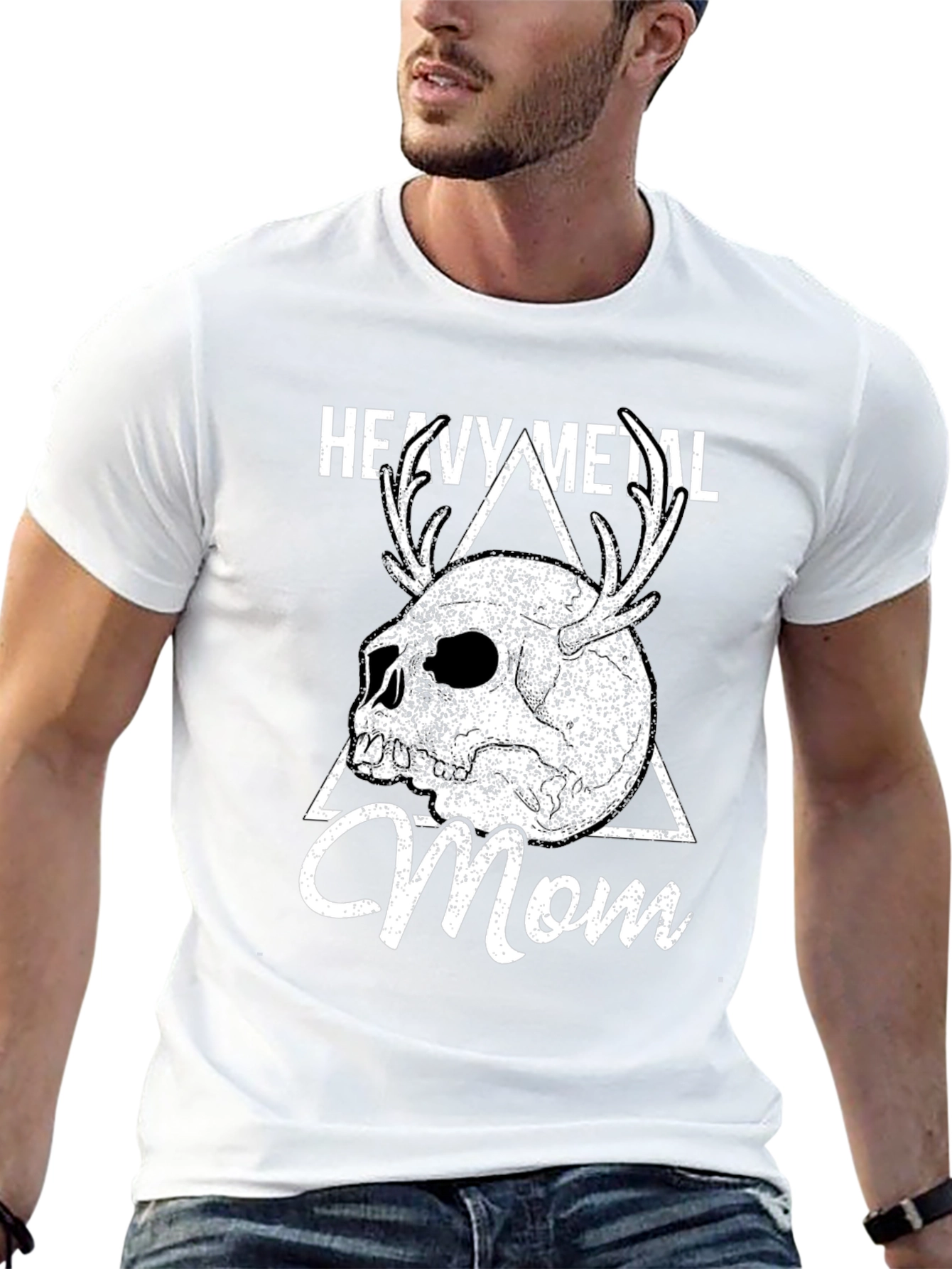 Heavy Metal Mom T-Shirt with Skull & Antlers