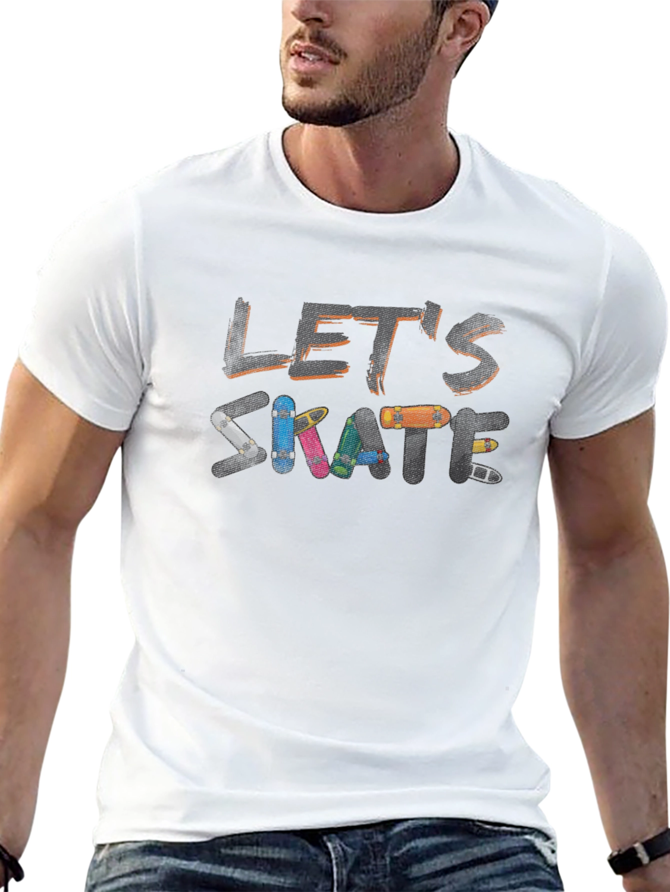 Lets Skate Skateboard Graphic Tee - Black