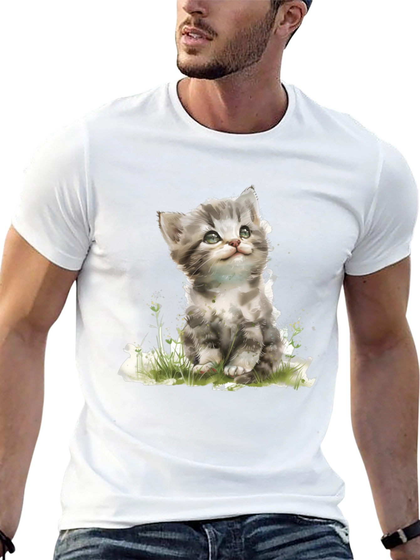 Cute Kitten Graphic Black T-Shirt