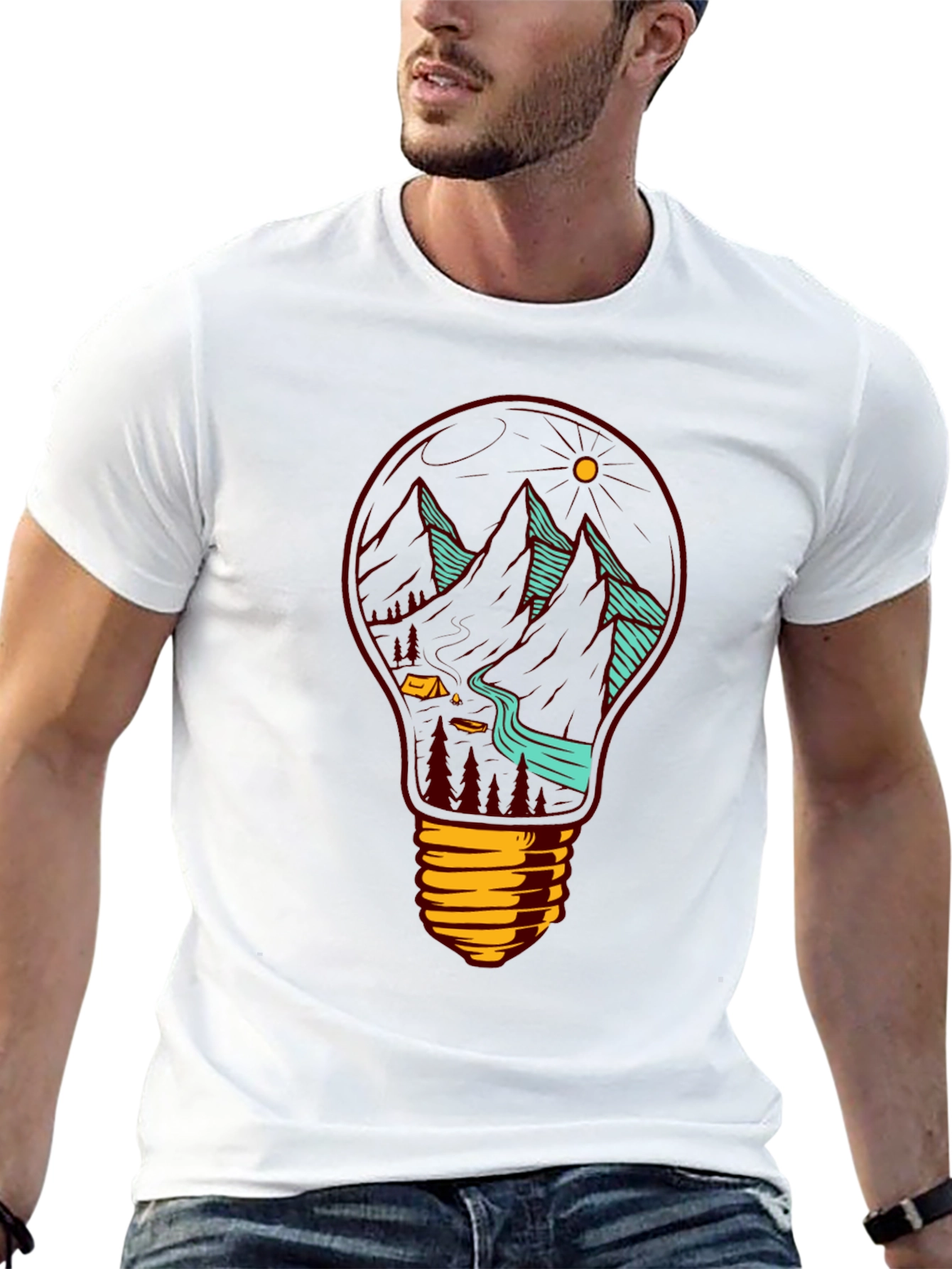 Mountainscape Lightbulb Graphic Tee