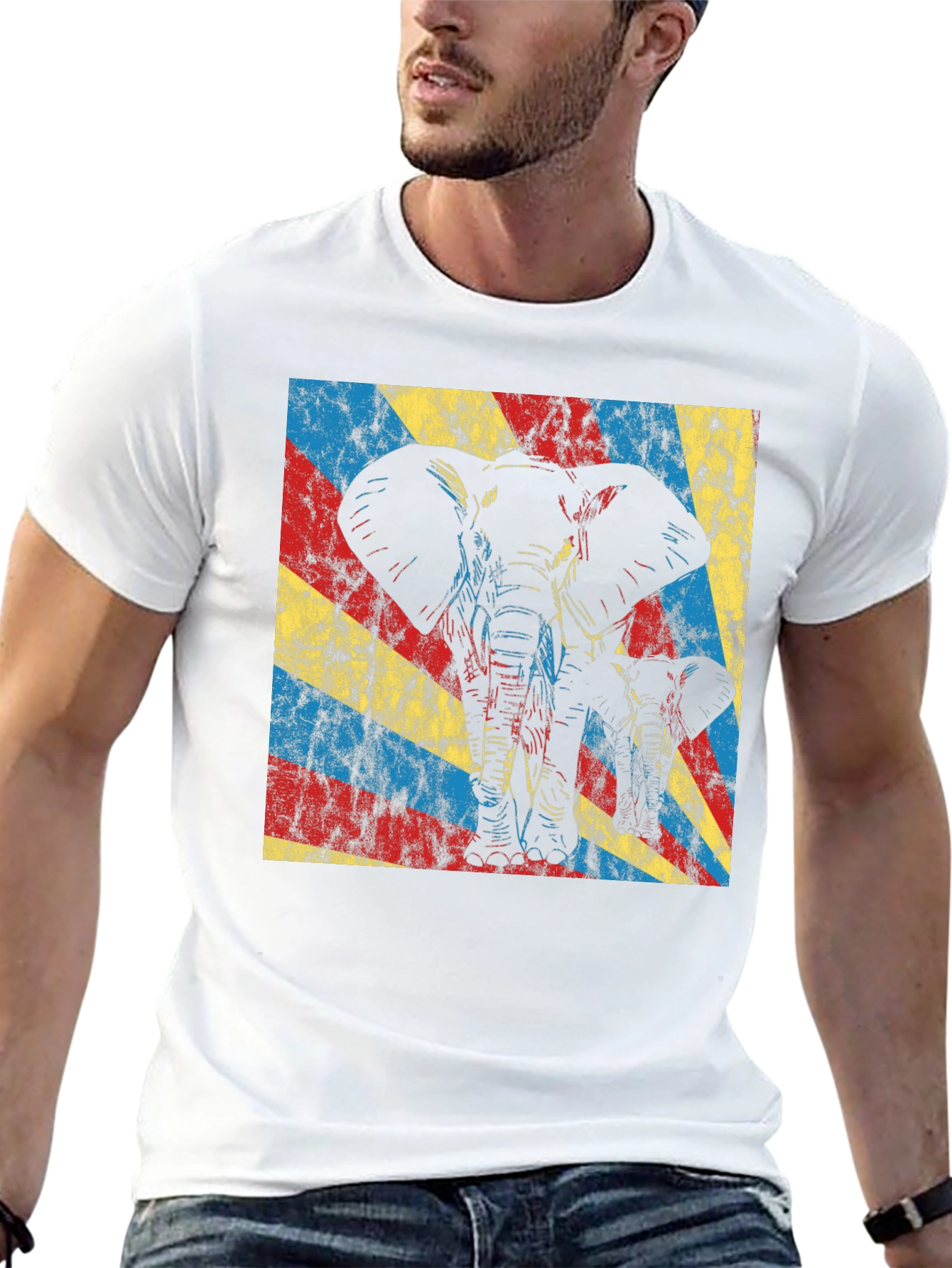 Elephant Graphic Tee - Retro Style Black T-Shirt