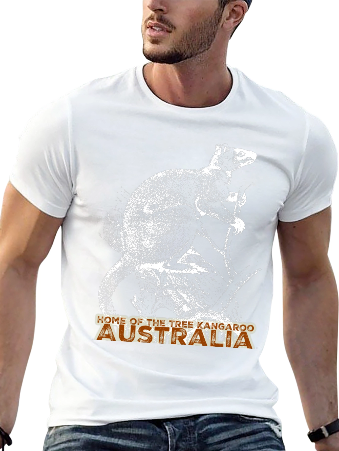 Tree Kangaroo Australia Graphic Tee - Mens Black T-Shirt