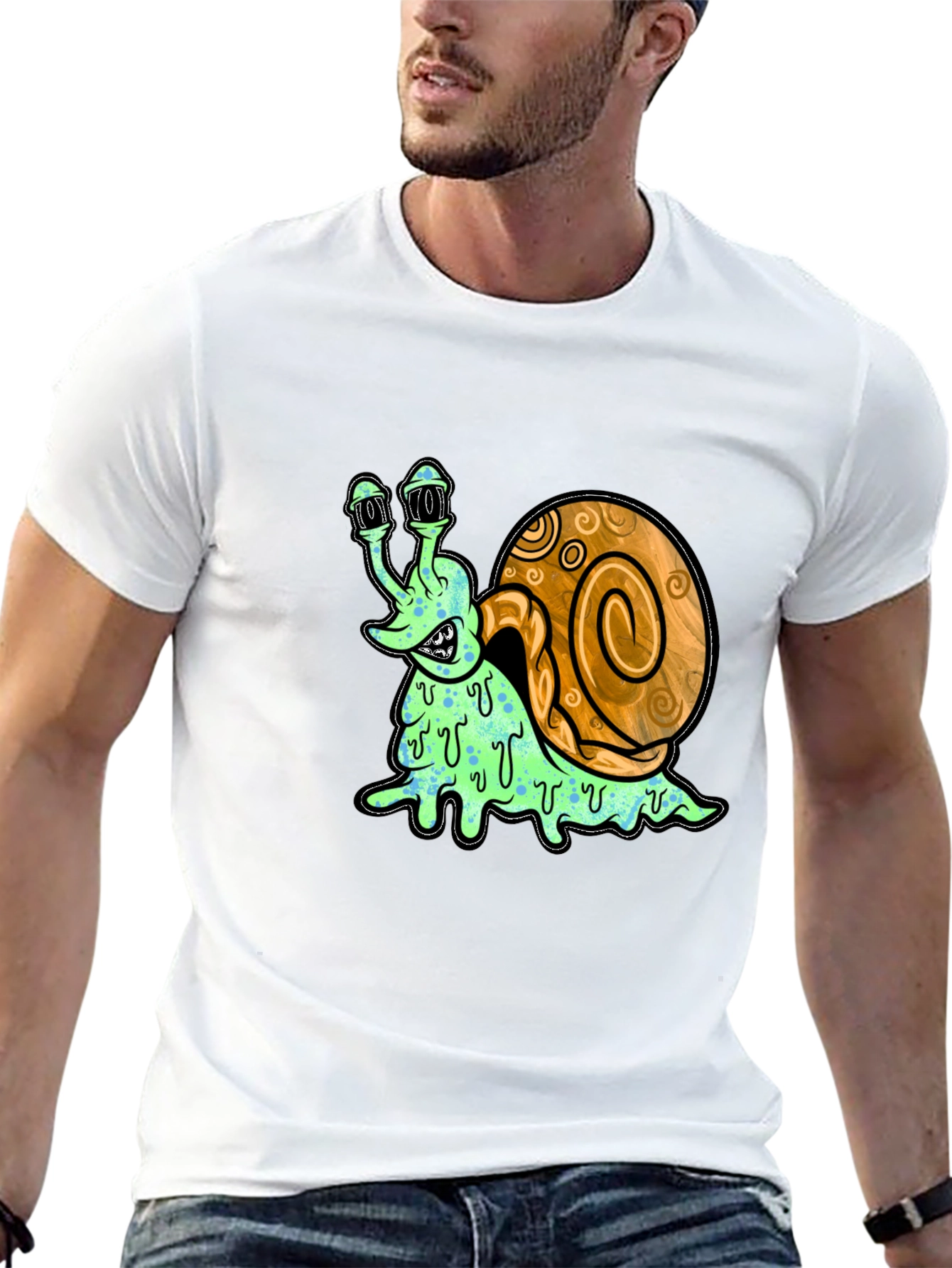 Creepy Snail Graphic Tee - Unique Cartoon Shirt