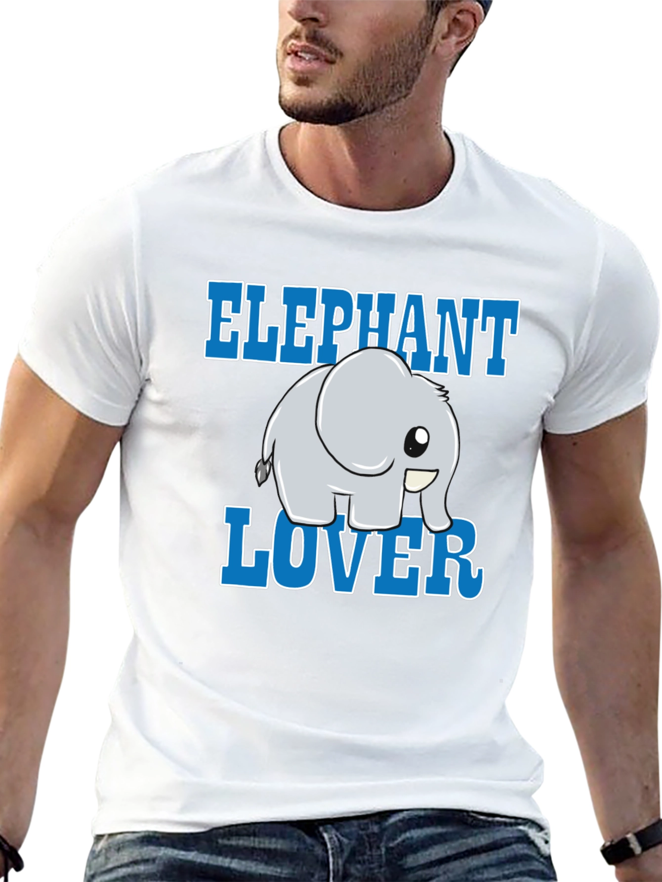 Elephant Lover Cartoon Graphic Print T-Shirt