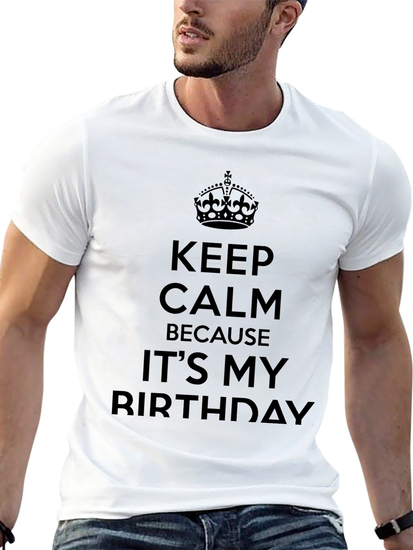 Keep Calm Birthday Tee - Black Graphic T-Shirt