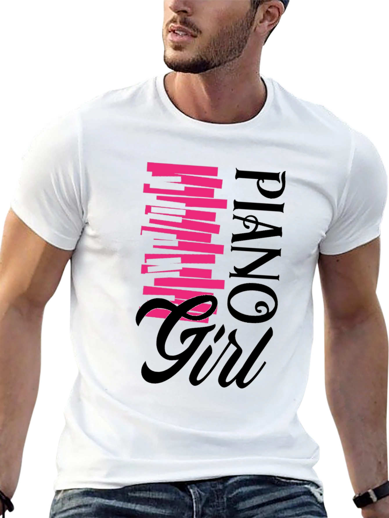 Piano Girl Graphic Tee - Black Unisex Shirt