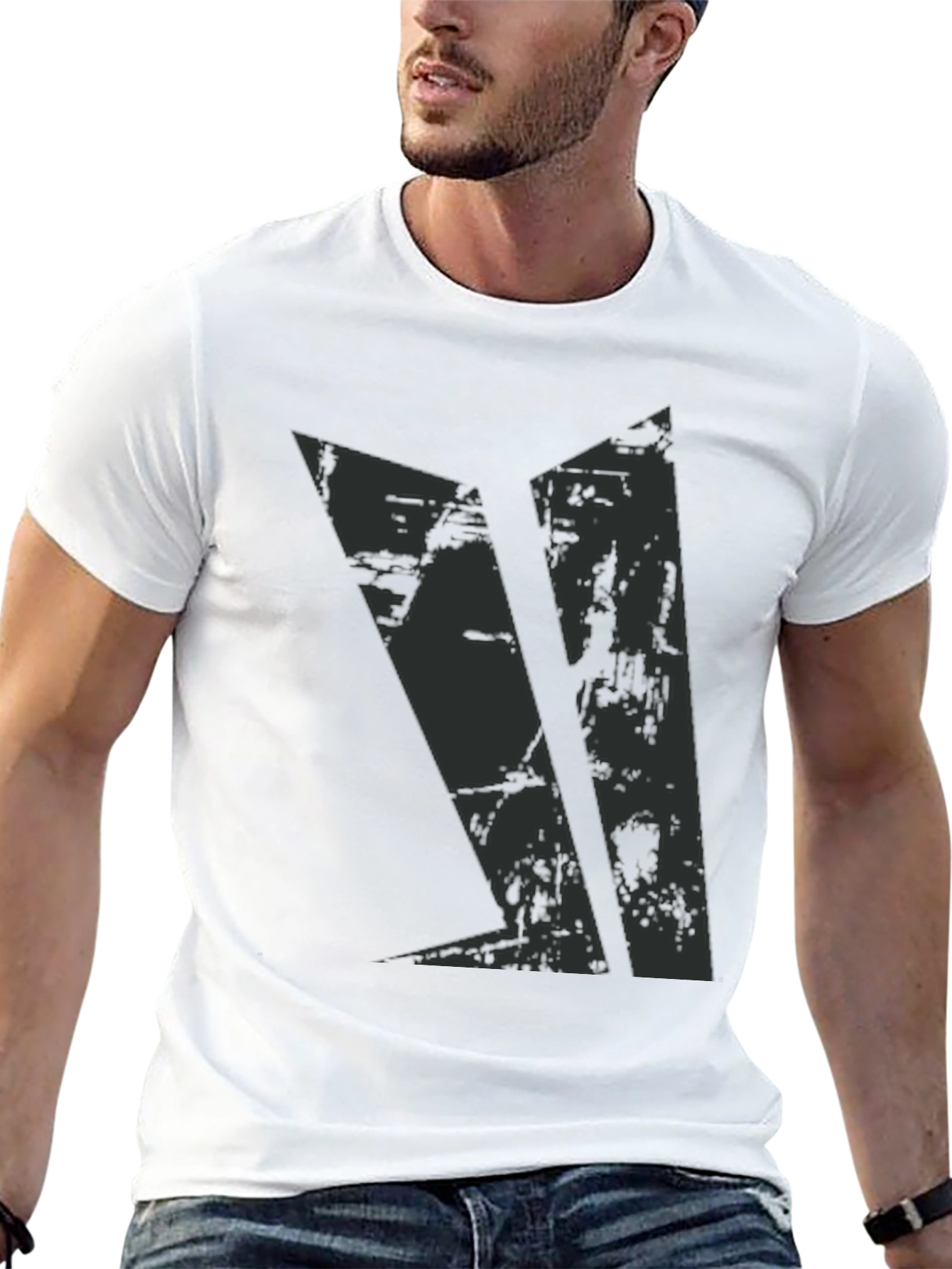 Grunge Graphic Black Tee for Men