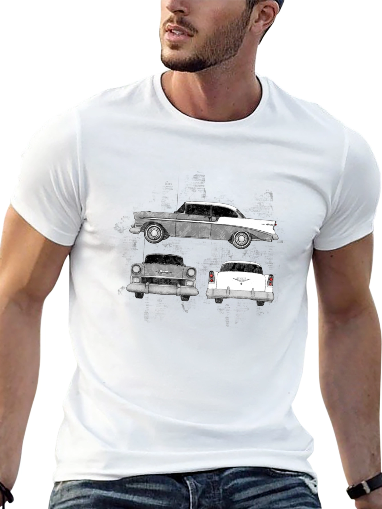 Classic Car Graphic Tee - Black Cotton