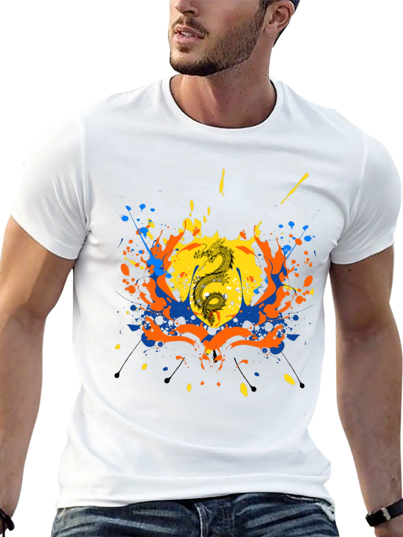 Dragon Splatter Graphic Black T-Shirt