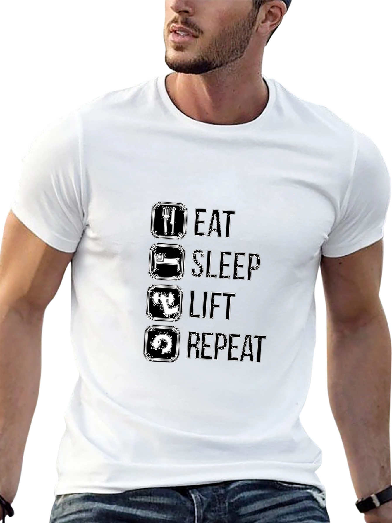 Eat Sleep Lift Repeat Black T-Shirt