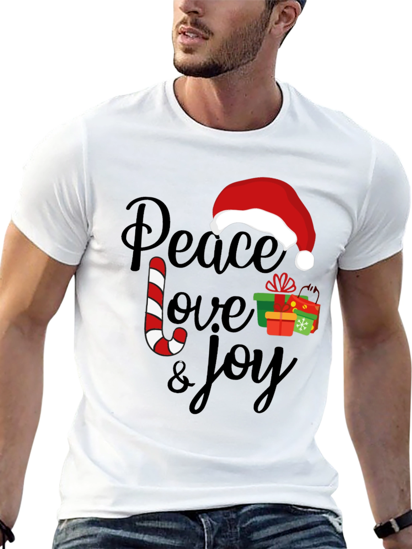 Peace Love Joy Christmas Holiday Graphic Tee