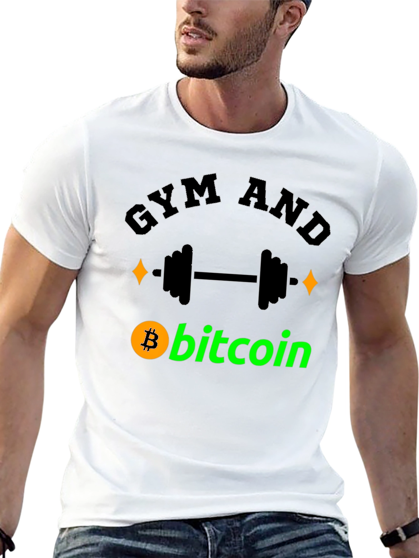 Gym and Bitcoin Black Graphic T-Shirt