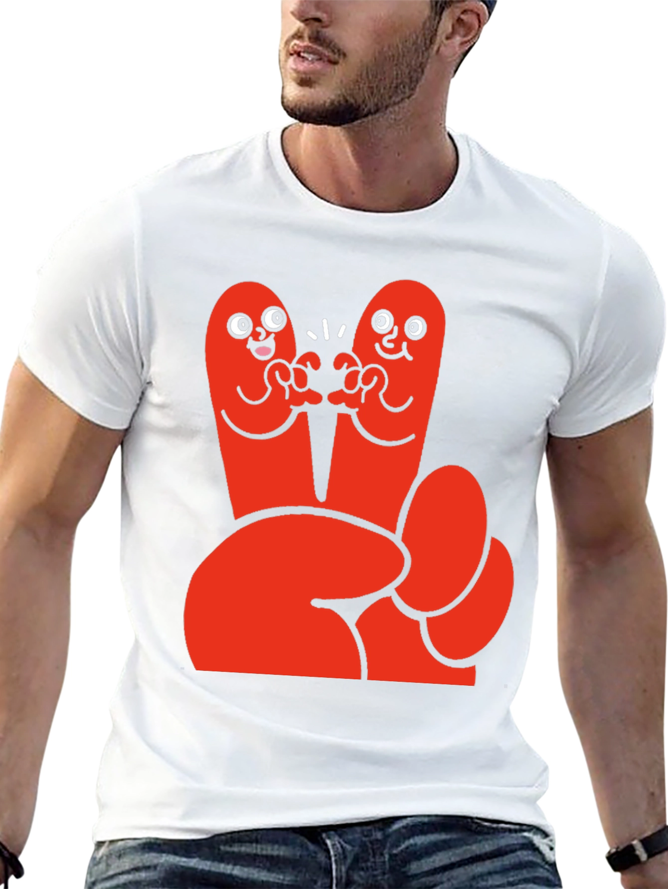 Funky Finger Friends Graphic Tee - Black Cotton T-Shirt