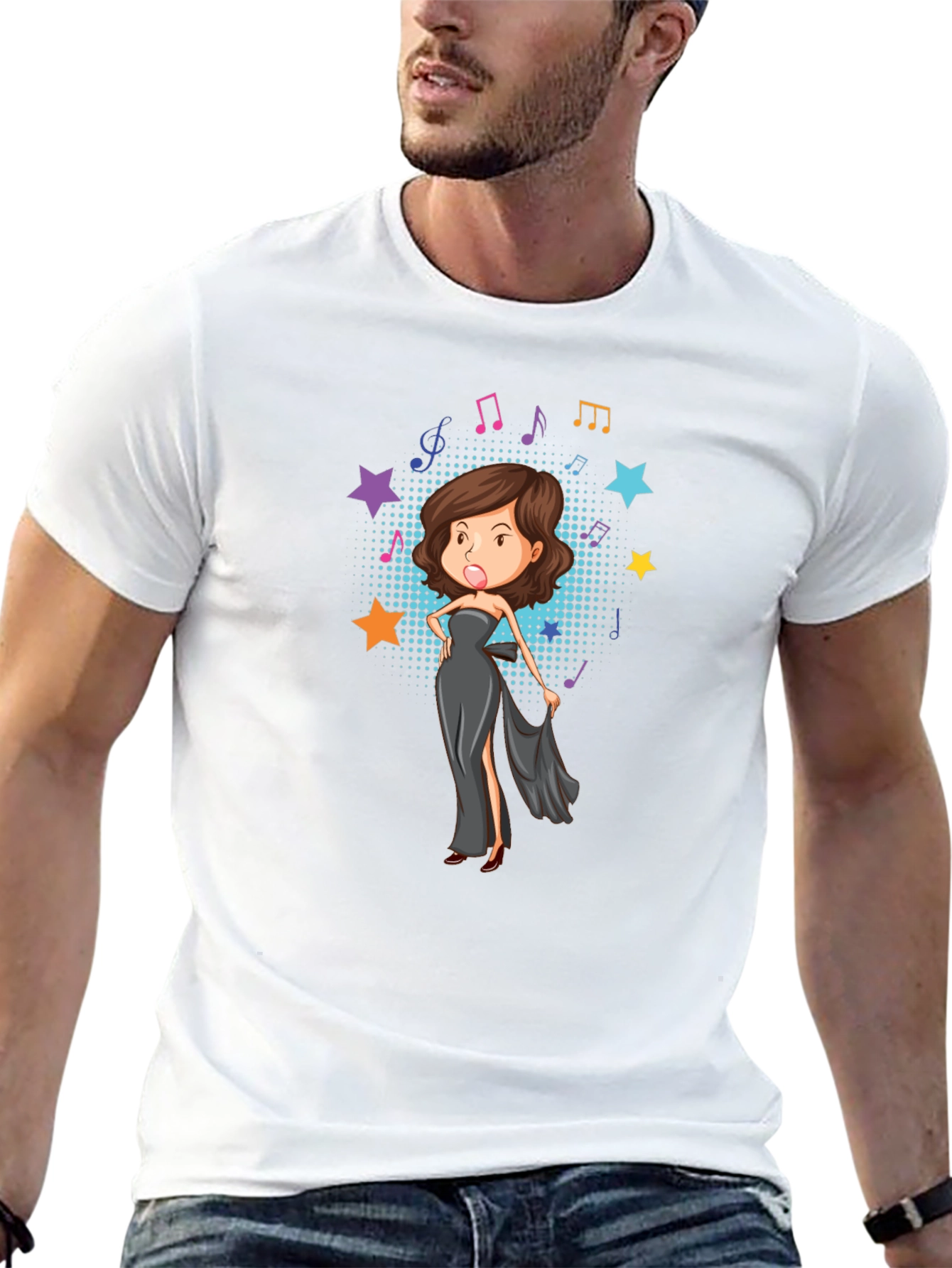 Cartoon Diva Graphic T-Shirt