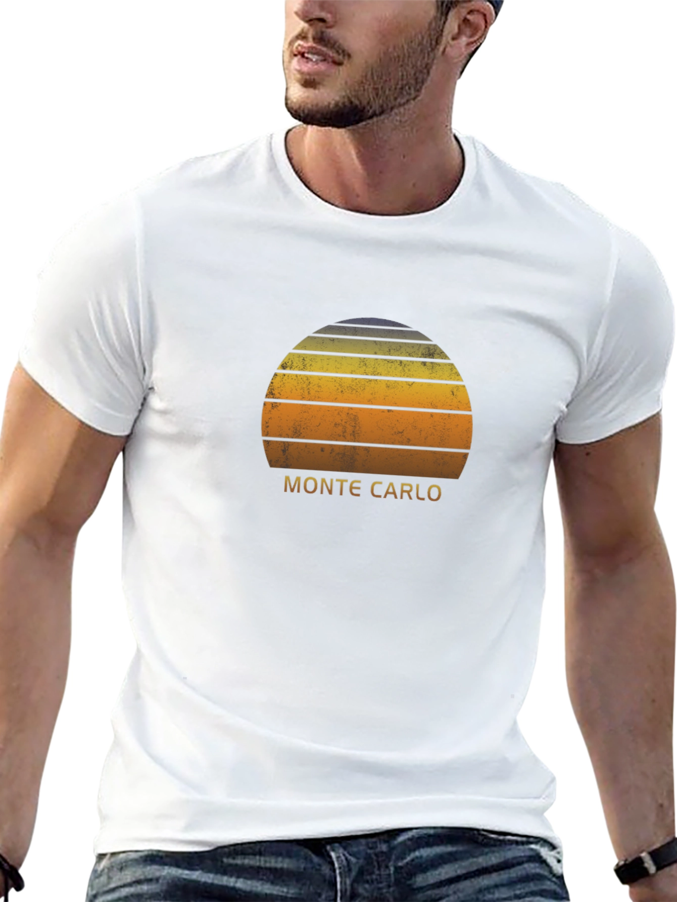 Monte Carlo Sunset Graphic T-Shirt - Retro Style