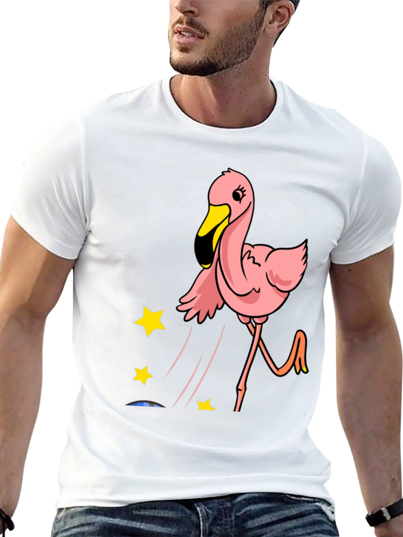 Fun Flamingo Graphic Tee - Casual Black T-Shirt